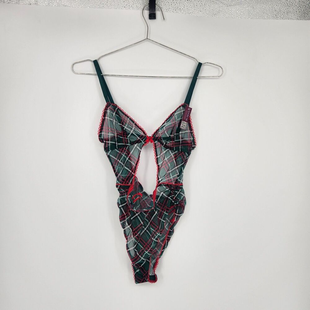 Adore‎ Me XS Green Tally Bodysuit NWT